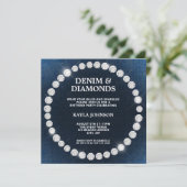 Denim Diamonds Square Halo Birthday Party Einladung (Stehend Vorderseite)