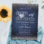 Denim Diamonds Typografie Chic 30. Geburtstags-Par Einladung<br><div class="desc">Eine moderne,  elegante und schicke Geburtstagsfeier mit einem Denim- und Diamantenthema. Es enthält einen Denim-Hintergrund,  benutzerdefinierte Buchstaben für das Wort "Denim" und Typografie in Weiß. Ein schicker "Denim and Diamonds"-Design für eine Frau an ihrem dreißigsten Geburtstag!</div>