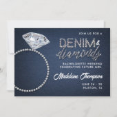 Denim Diamonds Wedding Ring Bachelorette Route Einladung (Vorderseite)