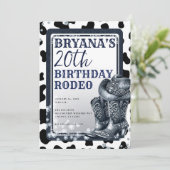 Denim & Diamonds Western Glam Cowgirl Boots Hat Einladung (Stehend Vorderseite)