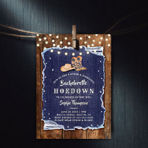 Denim Diamonds Western Rustic Hoedown Bachelorette Einladung