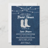 Denim Diamonds White Boots Lights Brautparty Einladung (Vorderseite)