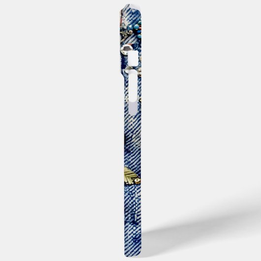 Denim Dreamland Blühte: Kristall-Enhanced Blue Case-Mate iPhone Hülle (Rückseite / Links)