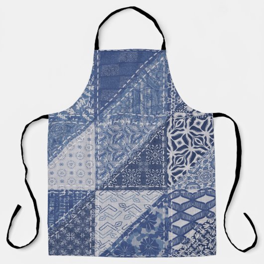 Denim-Dreieck-Patchwork-Vintage-Textur. Schürze (Vorderseite)