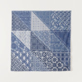 Denim-Dreieck-Patchwork-Vintage-Textur. Wandteppich (Vorderseite (Horizontal))