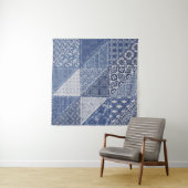Denim-Dreieck-Patchwork-Vintage-Textur. Wandteppich (Beispiel)