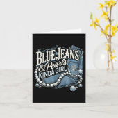 Denim Fabric Blue Jeans Pearls Skinny Jeans Lover Karte (Gelbe Blume)