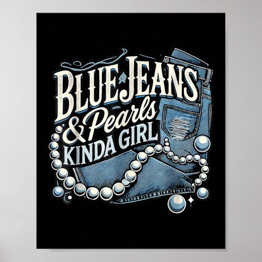 Denim Fabric Blue Jeans Pearls Skinny Jeans Lover Poster (Vorne)