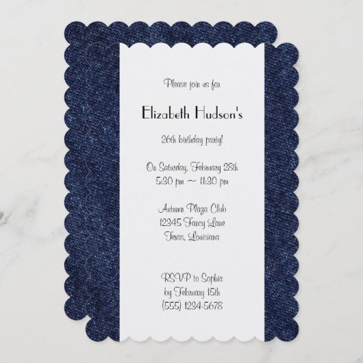 Denim Fabric, Denim Texture, Blue Denim, Birthday Einladung (Vorne/Hinten)