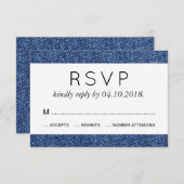 Denim Fabric, Denim Texture, Blue Denim, Hochzeit RSVP Karte (Vorne/Hinten)
