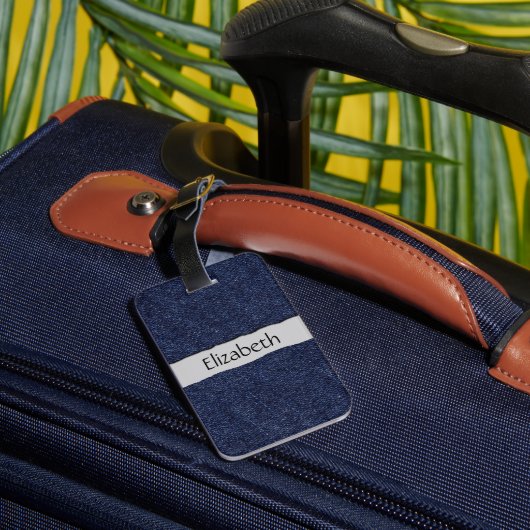 Denim Fabric, Denim Texture, Blue Denim, Ihr Name Gepäckanhänger (Rückseite Insitu 3)