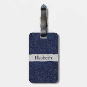 Denim Fabric, Denim Texture, Blue Denim, Ihr Name Gepäckanhänger (Rückseite vertikal)