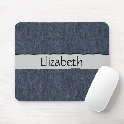 Denim Fabric, Denim Texture, Blue Denim, Ihr Name Mousepad (Mit Mouse)