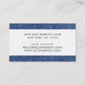 Denim Fabric, Denim Texture, Blue Denim, Jeans Visitenkarte (Rückseite)