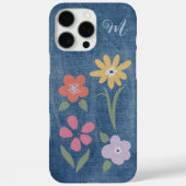 Denim Fabric Floral Monogram Case-Mate iPhone Hülle (Rückseite)
