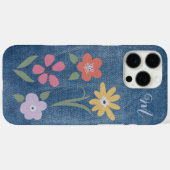 Denim Fabric Floral Monogram Case-Mate iPhone Hülle (Rückseite (Horizontal))