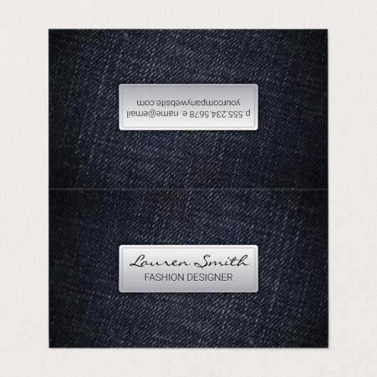Denim Fabric Visitenkarten (Außenseite Aufgefaltet)