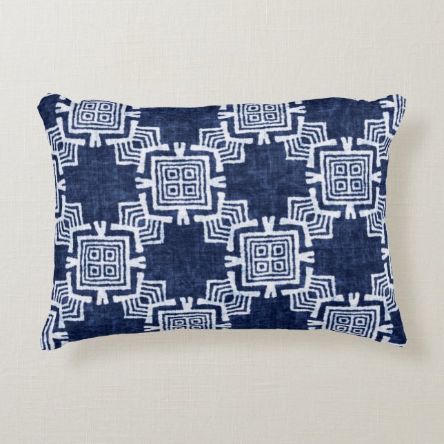 Denim farbige Stammesmuster Dekokissen (Vorderseite)