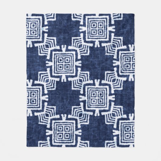 Denim farbige Stammesmuster Fleecedecke (Vorderseite)