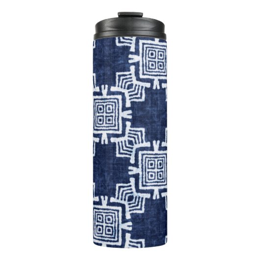 Denim farbige Stammesmuster Thermosbecher (Vorderseite)
