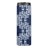 Denim farbige Stammesmuster Thermosbecher (Rückseite)