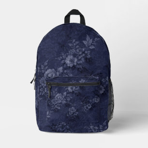 Denim-Farbton Navy-Blau Floral-Rucksack Bedruckter Rucksack