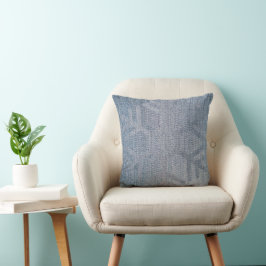 Denim Fashion Snowflakes Blue Kissen