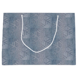 Denim Fashion Weihnachtsschneeflocken Muster Große Geschenktüte
