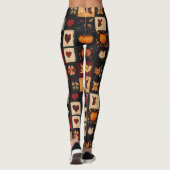Denim Folk Art Quilt Muster | Rustikales Herbstpfl Leggings (Rückseite)