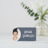 Denim Foto Frame Visitenkarte (Stehend Vorderseite)