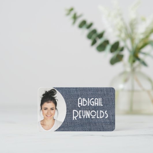 Denim Foto Frame Visitenkarte (Stehend Vorderseite)