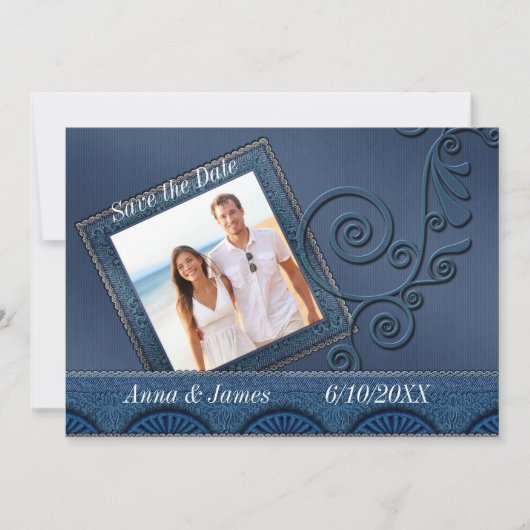 Denim Foto Save the Date Einladung (Vorderseite)