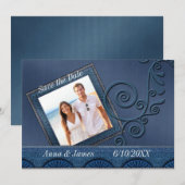 Denim Foto Save the Date Einladung (Vorne/Hinten)