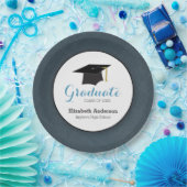 Denim gefärbt und Hut-personalisierter Abschluss Pappteller (Party)