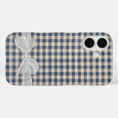 Denim Gingham mit weißem Bow Case-Mate iPhone Hülle (Rückseite (Horizontal))