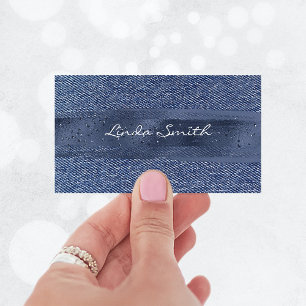 Denim Glittery Navy Brush Stroke Visitenkarte