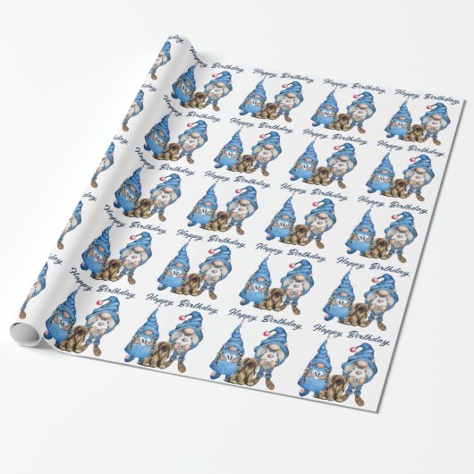 Denim Gnomes Pattern Geschenkpapier (Ungerollt)