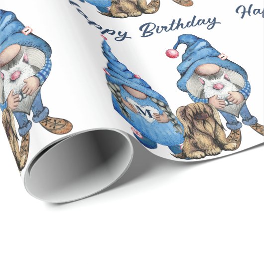 Denim Gnomes Pattern Geschenkpapier (Rolleneckpunkt)