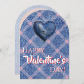 Denim Heart Valentine's Day Plaid Friendship Einladung (Vorne/Hinten)
