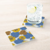 Denim Hearts Leopard Sunflowers Muster Glasuntersetzer (Schrägansicht)