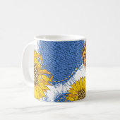 Denim Hearts Leopard Sunflowers Muster Kaffeetasse (Vorderseite Links)