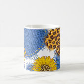 Denim Hearts Leopard Sunflowers Muster Kaffeetasse (Mittel)