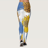 Denim Hearts Leopard Sunflowers Muster Leggings (Rückseite)