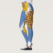 Denim Hearts Leopard Sunflowers Muster Leggings (Links)
