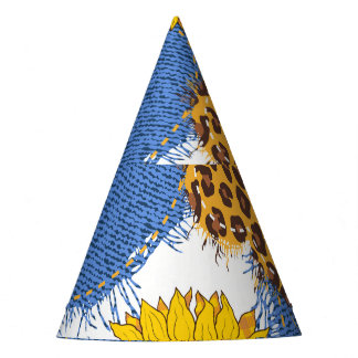 Denim Hearts Leopard Sunflowers Muster Partyhütchen
