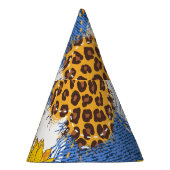 Denim Hearts Leopard Sunflowers Muster Partyhütchen (Rechts)