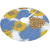 Denim Hearts Leopard Sunflowers Muster Polyester Weihnachtsbaumdecke (Schrägansicht)
