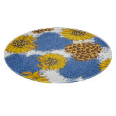 Denim Hearts Leopard Sunflowers Muster Schneidebrett (Ecke)