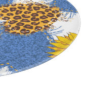 Denim Hearts Leopard Sunflowers Muster Schneidebrett (Ecke)
