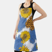 Denim Hearts Leopard Sunflowers Muster Schürze (InSitu)